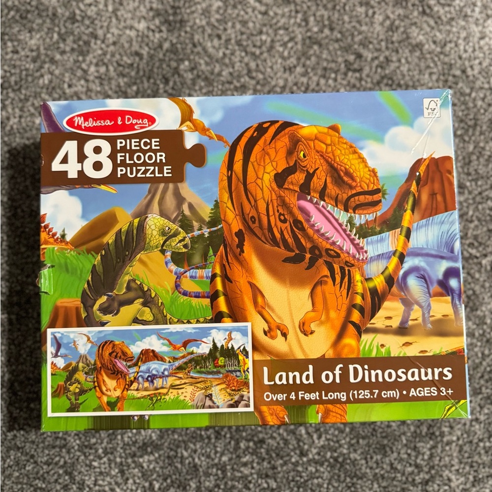 Melissa & Doug Dinosaur Adventure Floor Puzzle - Orange & Green